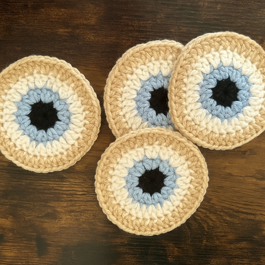 Crochet Evil Eye Coaster Set of 4